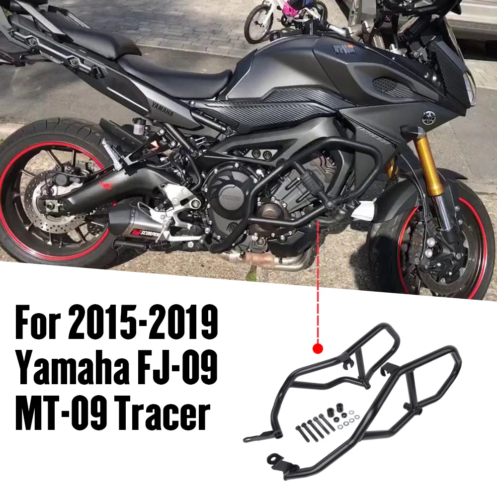Черный Защитный кожух двигателя Краш бар Рамка протектор для Yamaha MT09 MT 09 tractracer FJ09 FJ-09