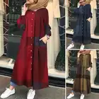 Платье-рубашка ZANZEA 2021 в ретро стиле, Женский Осенний сарафан, Повседневное платье в мусульманском стиле, женское Макси-Платье на пуговицах
