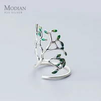 modian hyperbole plant finger ring for women real 925 sterling silver tree branch leaves adjustable ring fine jewelry 2020 new
