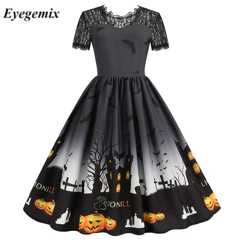 Женский костюм для Хэллоуина вечерние жевное винтажное платье с коротким