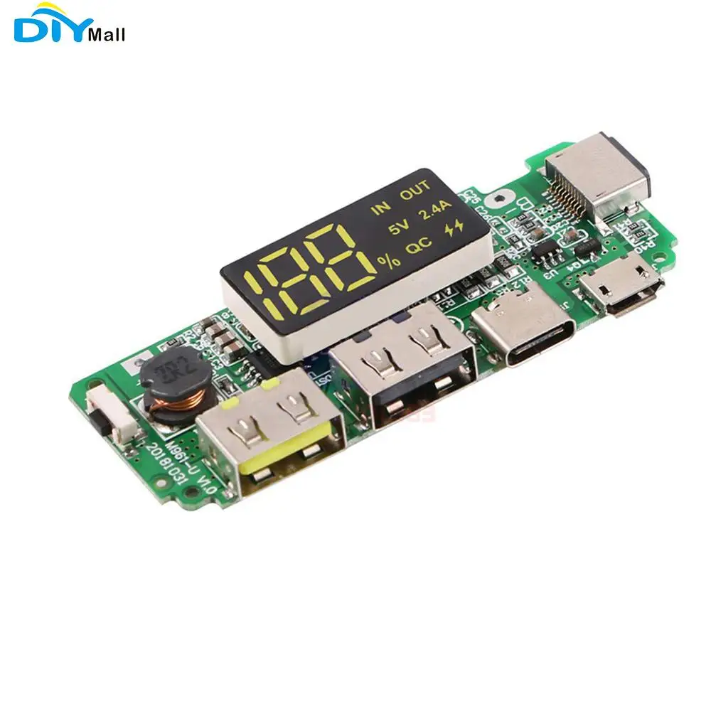 Двойной USB для зарядного устройства Lightning/Micro/Type C 18650 зарядная плата 5 в А защита от