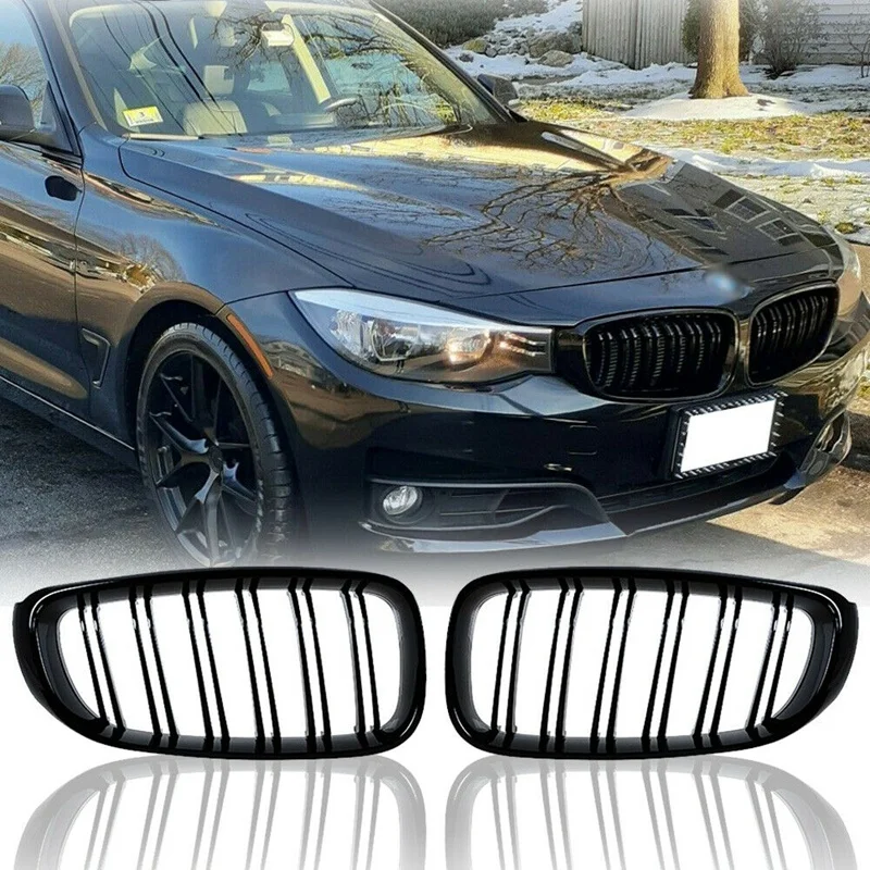 

1 Pair Car Dual-Slat Grille Front Bumper Kidney Grille For-BMW F34 335I GT 3-Series 2014-2017