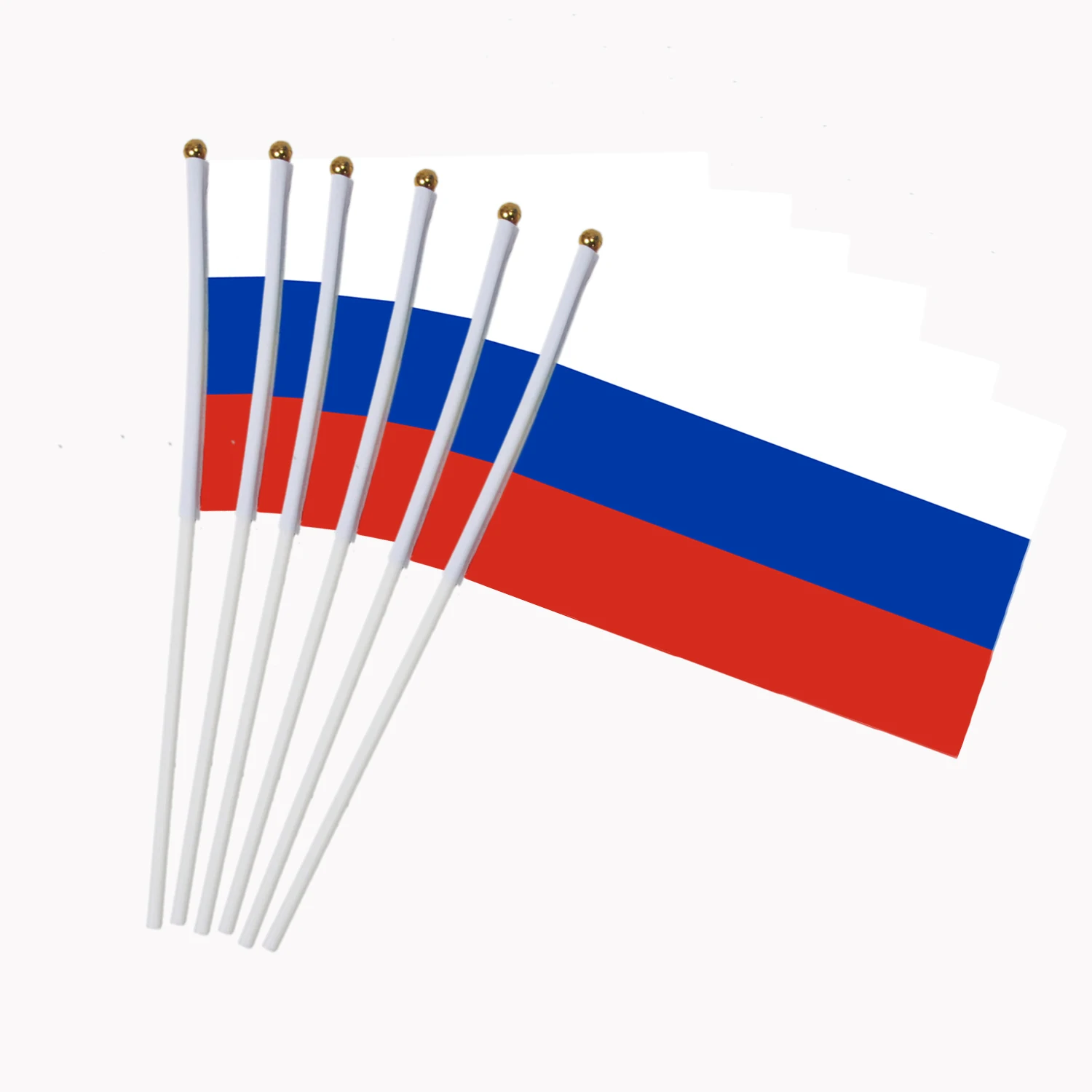 5 шт. Флаг США 14*21 см ручной мини-флаг с белый шест яркий цвет и выцветание устойчивые ручные палки флаги - Цвет: 5pcs Russia flags