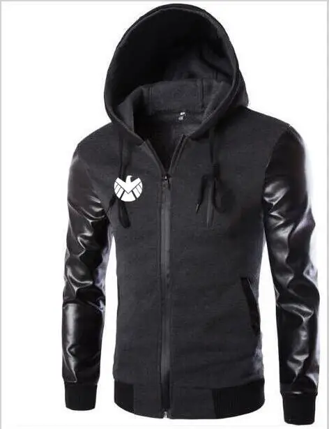 Мужская куртка с капюшоном s.h.i.e.l.d кожаная дизайнерская повседневная мужская