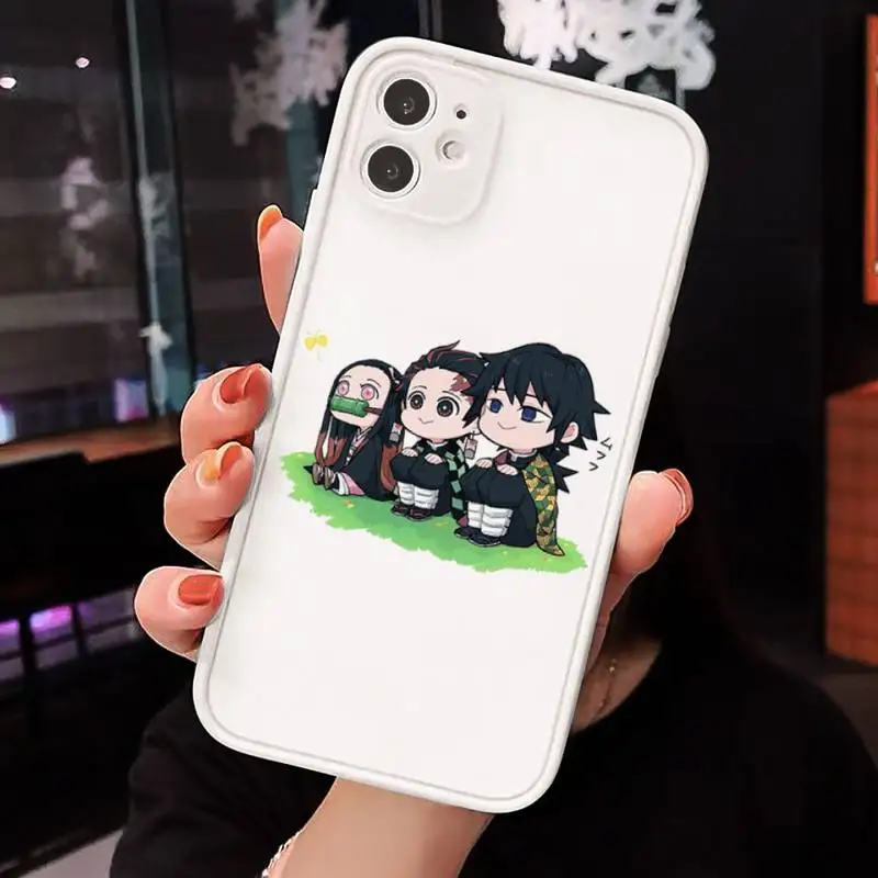 

Demon Slayer Phone Case For iPhone 12 11 Mini Pro XR XS Max 7 8 Plus X Matte transparent White Cover