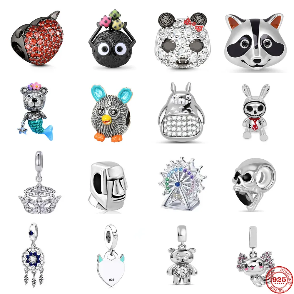S925 енот колесо обозрения кролик Дьявол Сердце подходит для SilverPandora оригинальный