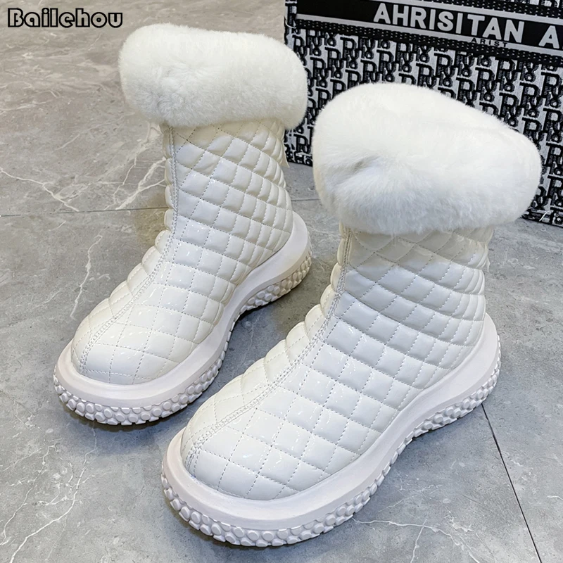 

Женские ботинки для снежной погоды, короткие женские ботильоны, дамские современные резиновые ботинки на платформе с круглым носком для же...