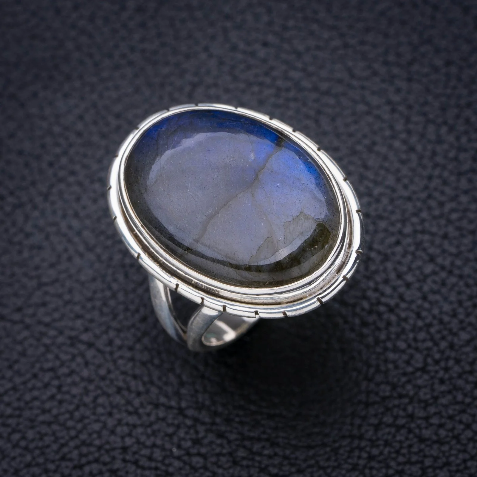 

StarGems Natural Blue Fire Labradorite Handmade 925 Sterling Silver Ring 7.5 E7133