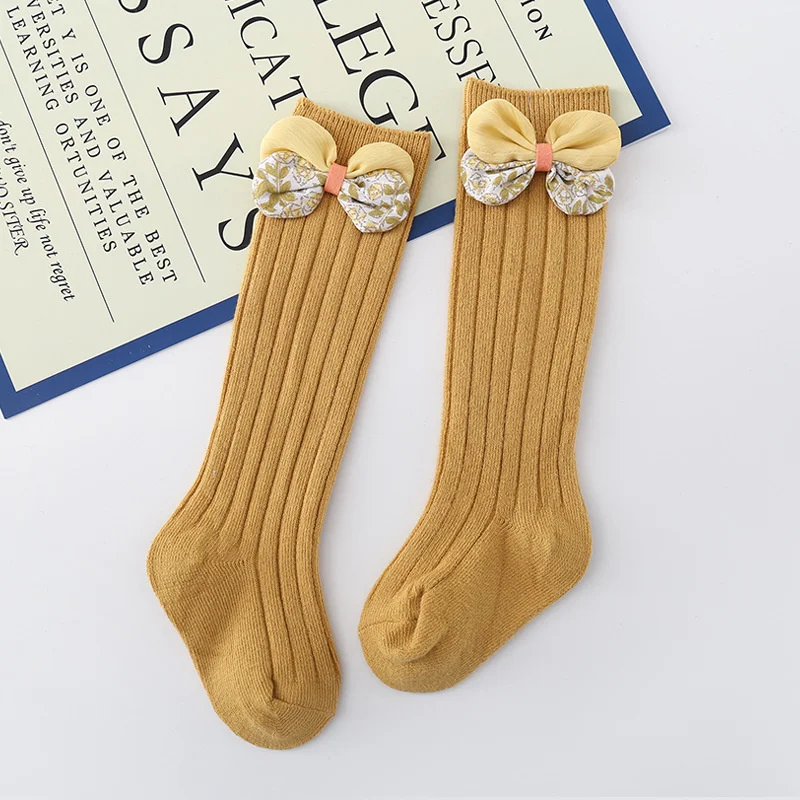 

0-3Year Breathable Toddlers Baby Girls Mid-calf Length Socks,Baby Girls Sweet Cute Solid Color Bow Decoration Princess Stockings