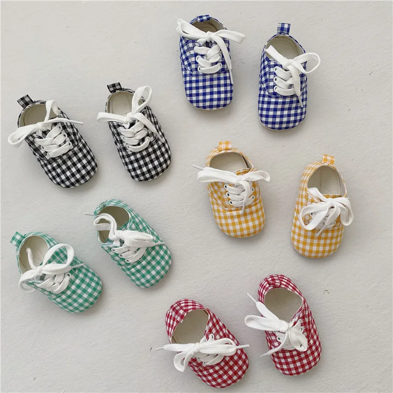 

MILANCEL 2021 Baby Shoes Toddler Casual Shoes Plaid Girls Shoes Soft Floor Shoes