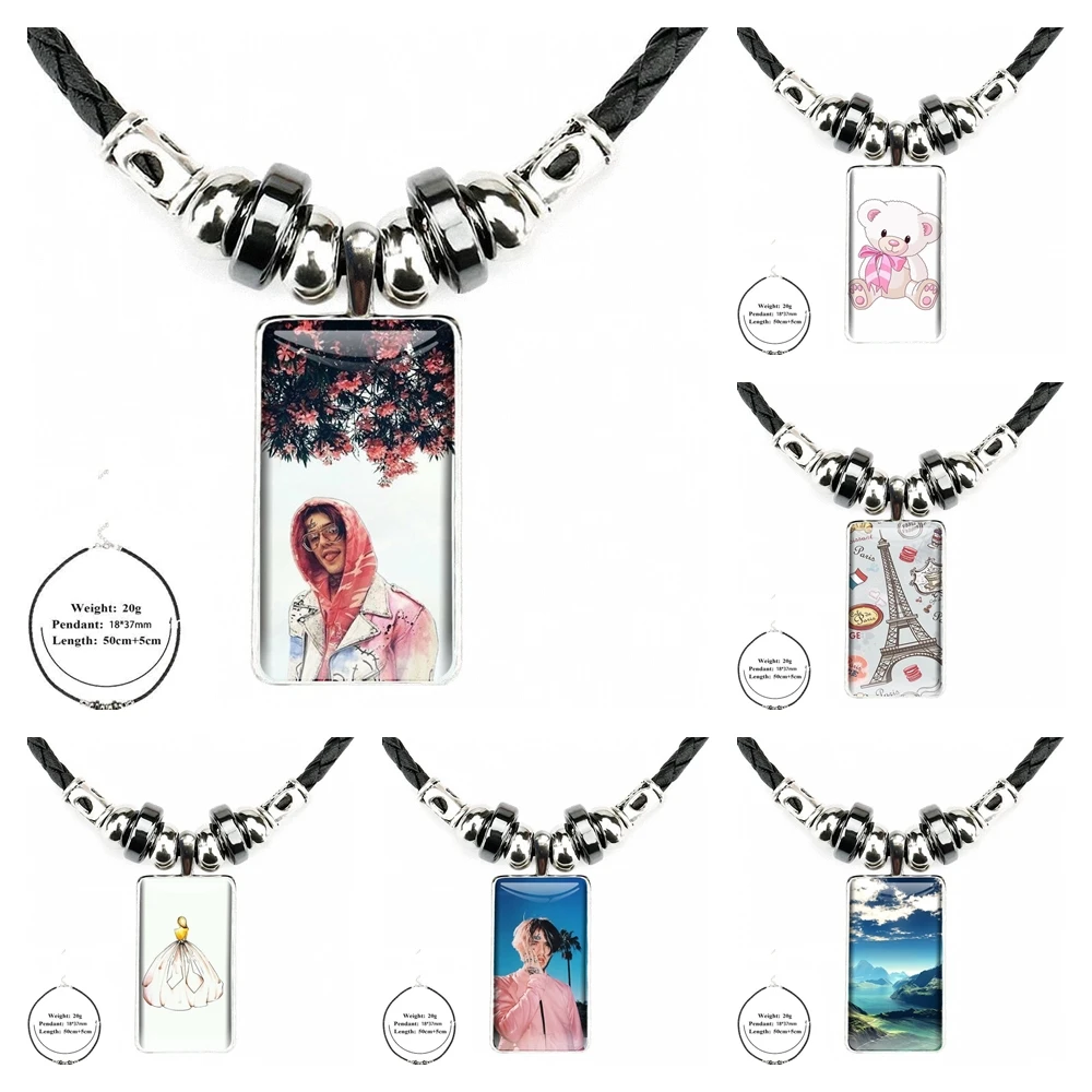 Ожерелье-чокер со стеклянным кабошоном и подвеской в виде прямоугольника -