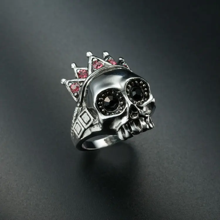 Модная личность с розовым кристаллом Корона череп кольцо унисекс сплав подарок