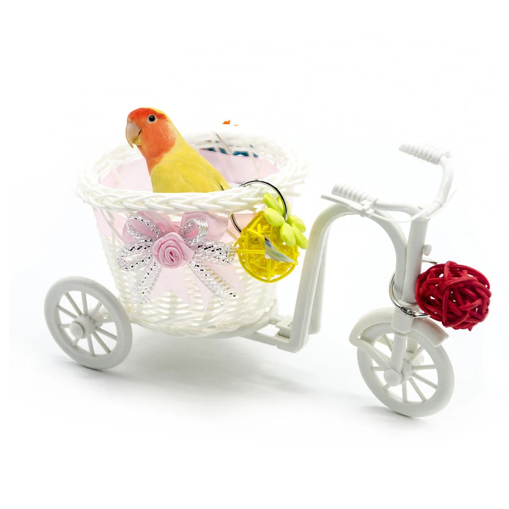 Pet Bird Chew Toy Mini Bike Cage House Parakeet Cockatiel Intelligence Growth Rattan Toys | Дом и сад