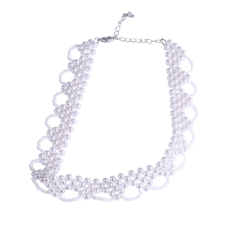 

Retro Minority Design Woven Short Pearl Necklace Temperament Wild Chocker Necklace Neck Accessories