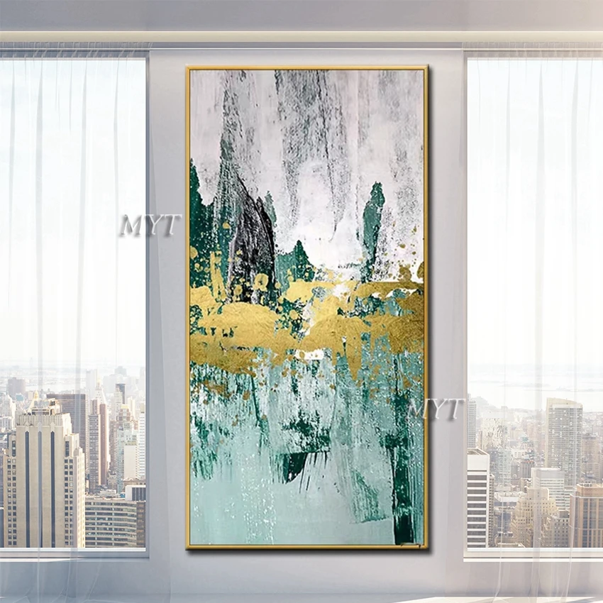 

100% роспись вручную, настенные картины, абстрактное искусство, белая Золотая фольга, масляная живопись, настенные Подвески, декор, холст, бес...