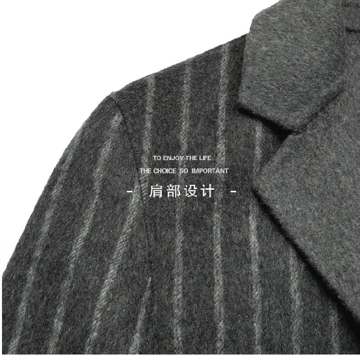 

BATMO 2020 new arrival autumn high quality wool striped trench coat men,men's striped wool jackets ,size M-XXXL 2035