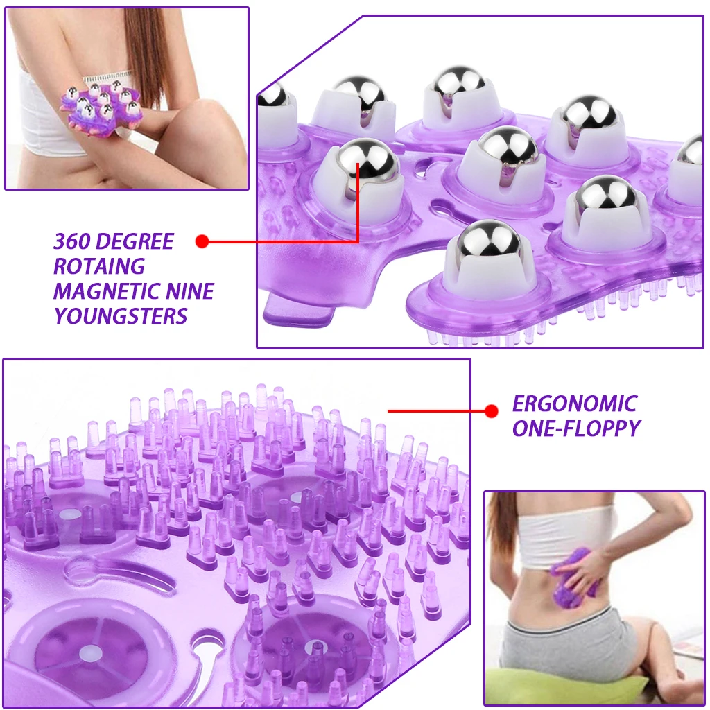 Массажная перчатка для тела массажер в форме ладони роликовый шар металлический