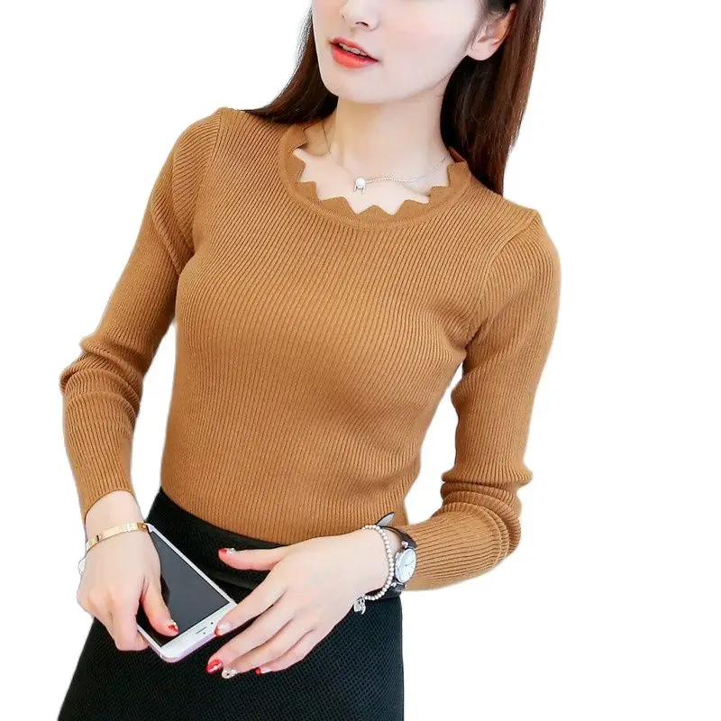 Новинка Весна 2021 свитер с низким вырезом рубашка корейский женский пуловер