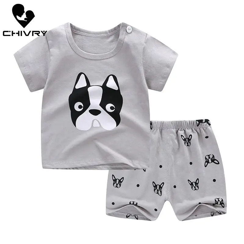 Новинка 2020 летний комплект детской одежды для мальчиков Милая футболка с