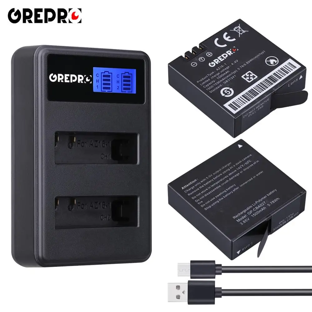 2 шт. аккумулятор 1500 мА · ч зарядное устройство с двумя USB-портами и ЖК-дисплеем для