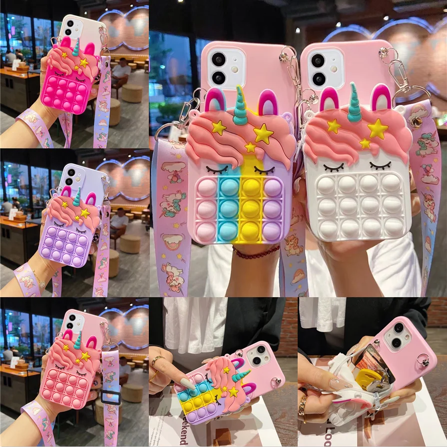 

Unicorn Coin Purses Pop Case For Samsung Galaxy A51 A71 A11 A21s A31 A41 A01 A02s A03 A12 A32 A42 A52 A72 A22 A82 Wallet Cover