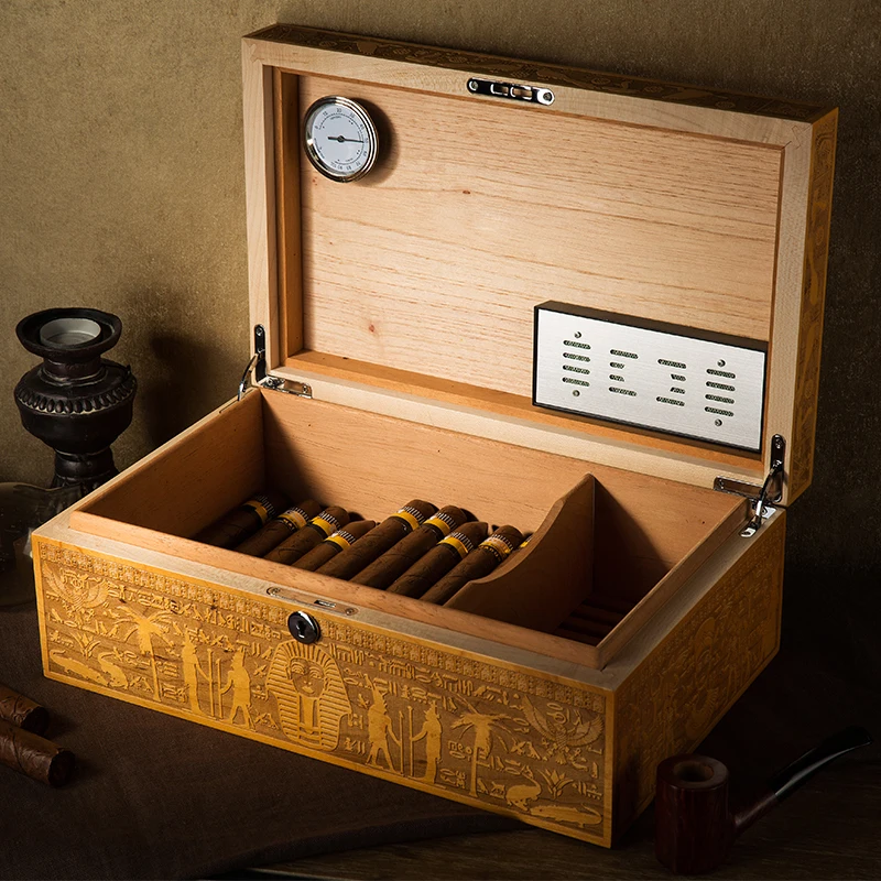 Деловой кедровый дорожный хьюмидор LUBINSKI с замком увлажнитель гигрометр чехол