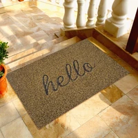 convenient door carpet mat absorbing moisture polyester easy clean hello pattern floor pad carpet for daily use