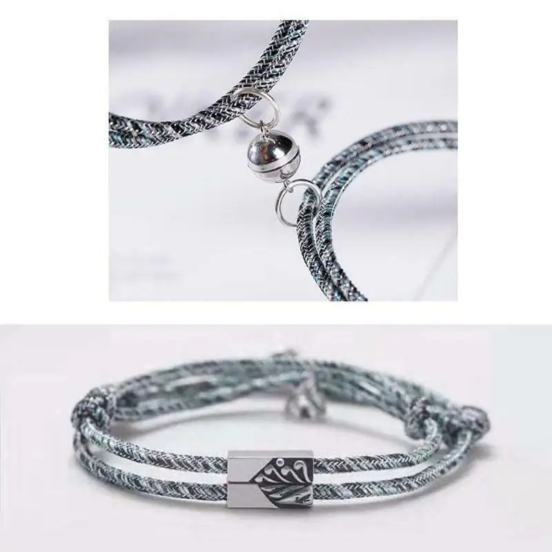 Новинка 2 шт. браслет для пар магнитное ювелирное изделие с плетеным расстоянием
