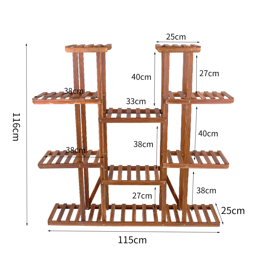 Buy UNHO Multi-Tier Plant Stand 46in Height Wood Flower Rack Holder 16 Potted Display Storage Shelves Indoor Outdoor for Patio Gard on