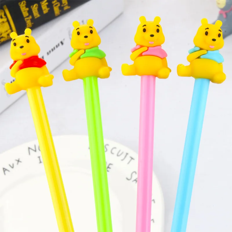 

50 шт. в Корейском стиле с изображением желтого цвета с изображением медведя гелевые ручки милые 0,5 мм черный милый пенал для бизнес планиров...