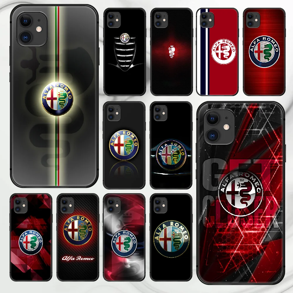 

Alfa Romeo car logo Phone Case Cover Hull For iphone 5 5s se 2020 6 6s 7 8 12 mini plus X XS XR 11 PRO MAX black Hoesjes Pretty