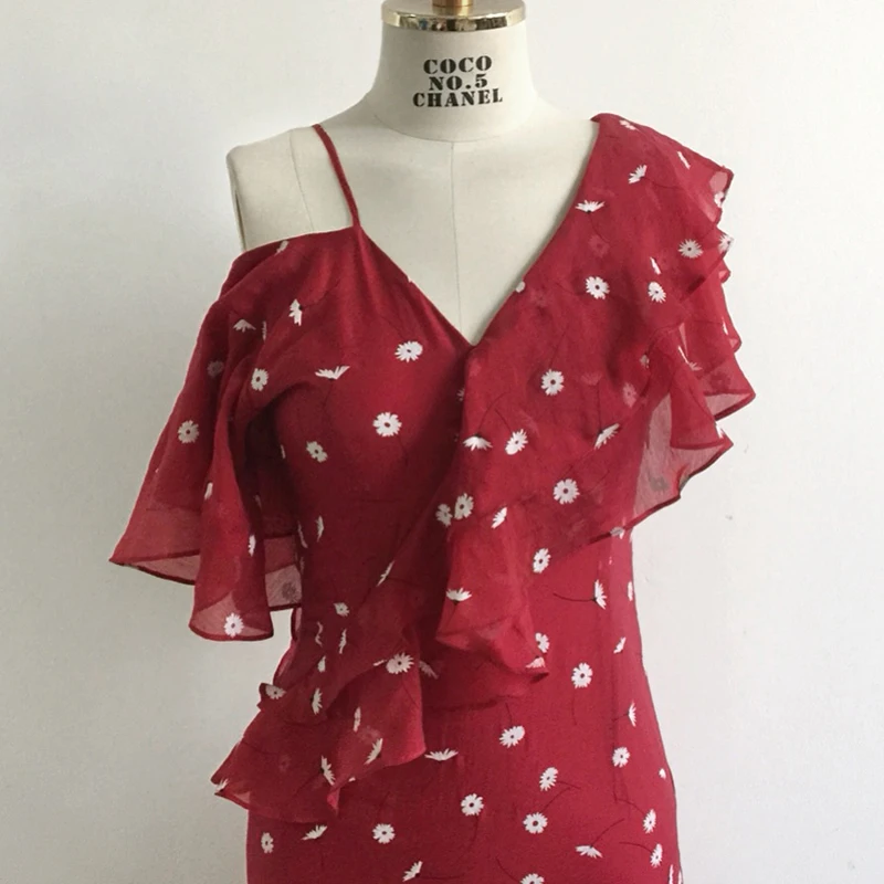 Женское летнее платье-туника Пляжное платье на одно плечо с цветочным принтом и