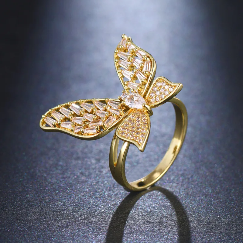 

Funmode Gold Color Butterfly Design Open Adjustable Rings For Women Baguette Statement Rings Wholesale FR221