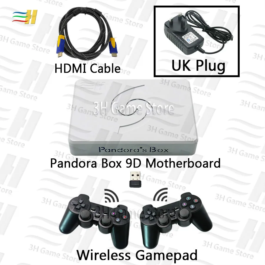 9d wireless UK plug Pandora Box 9D материнская плата геймпад Набор двойной проводной геймпад беспроводной геймпад HDMI VGA подключение ТВ ПК 2500 В 1 Поддержка 3D Tekken - Цвет: 9d wireless UK plug