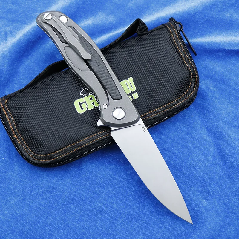 Складной нож Green Thorn F95 Flipper карманный клинок K110 лезвие TC4 из титана и CF для