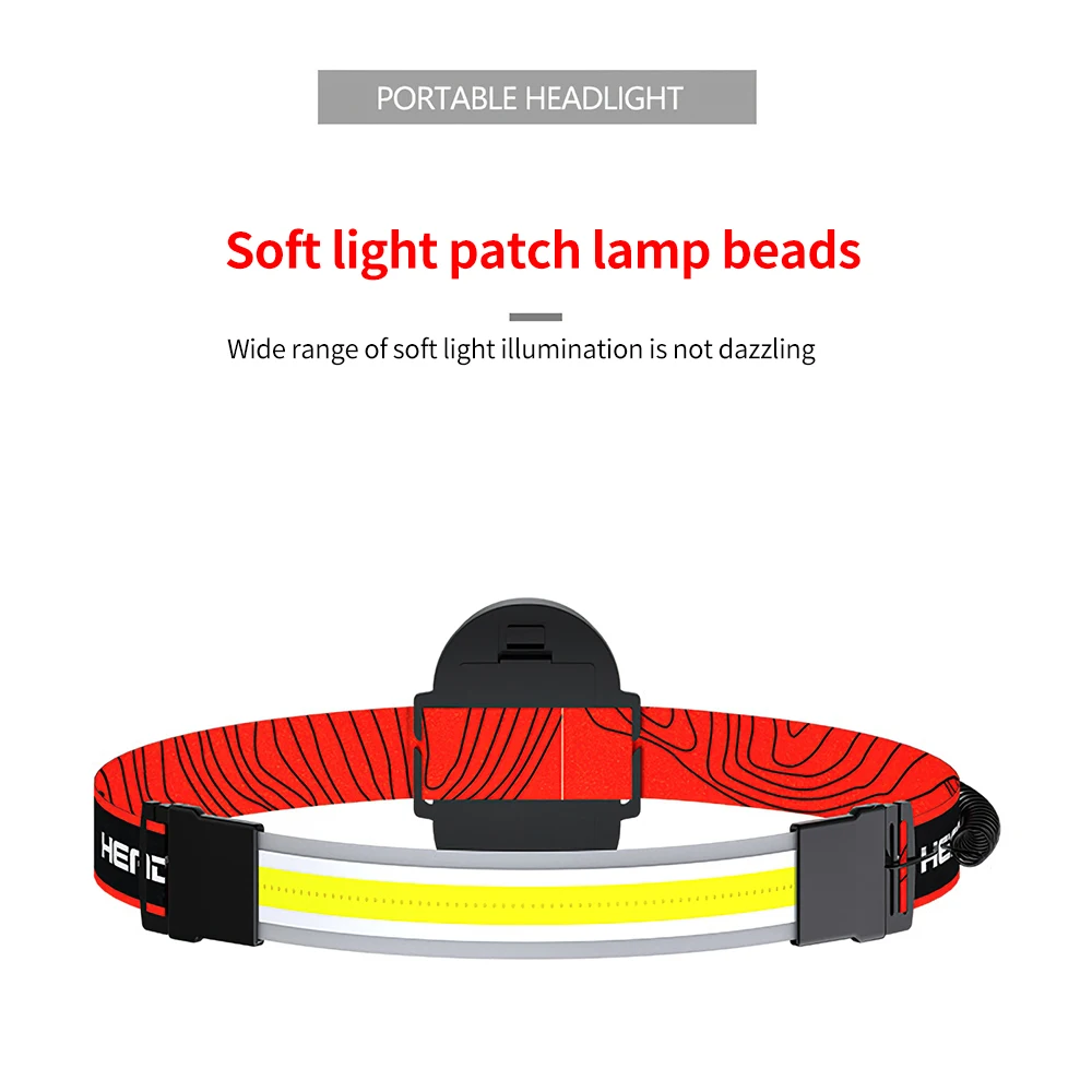 

350LM COB LED Headlamp 3 Light Modes Warning Strobe Flashlight Waterproof Outdoor Head Torch Warning Strobe Flashlight