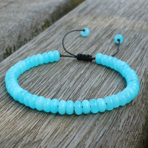 Blue Jade Милый медведь мода 4*6 мм бусины «счеты» Амазонит браслет из бисера для женщин девочек счастливый браслет дружбы пары ювелирные изделия - Окраска металла: Blue Jade
