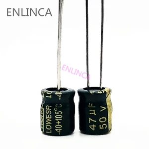 200 шт.лот Q02 высокочастотный низкоимпедансный 50 в 47 мкФ алюминиевый электролитический конденсатор Размер 6*7 47 мкФ 20%
