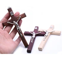 1pc wooden religious jesus cross necklace christian crucifix pendent with chain jewelry charm gifts for men
