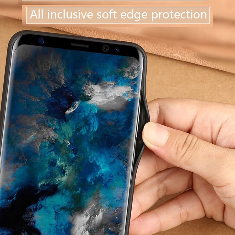 Genuine Leather Phone Case For Samsung Galaxy S8 S9 s10 Plus Litchi Texture Back Cover S7 Edge A50 A70 A7 A8 2018 | Мобильные