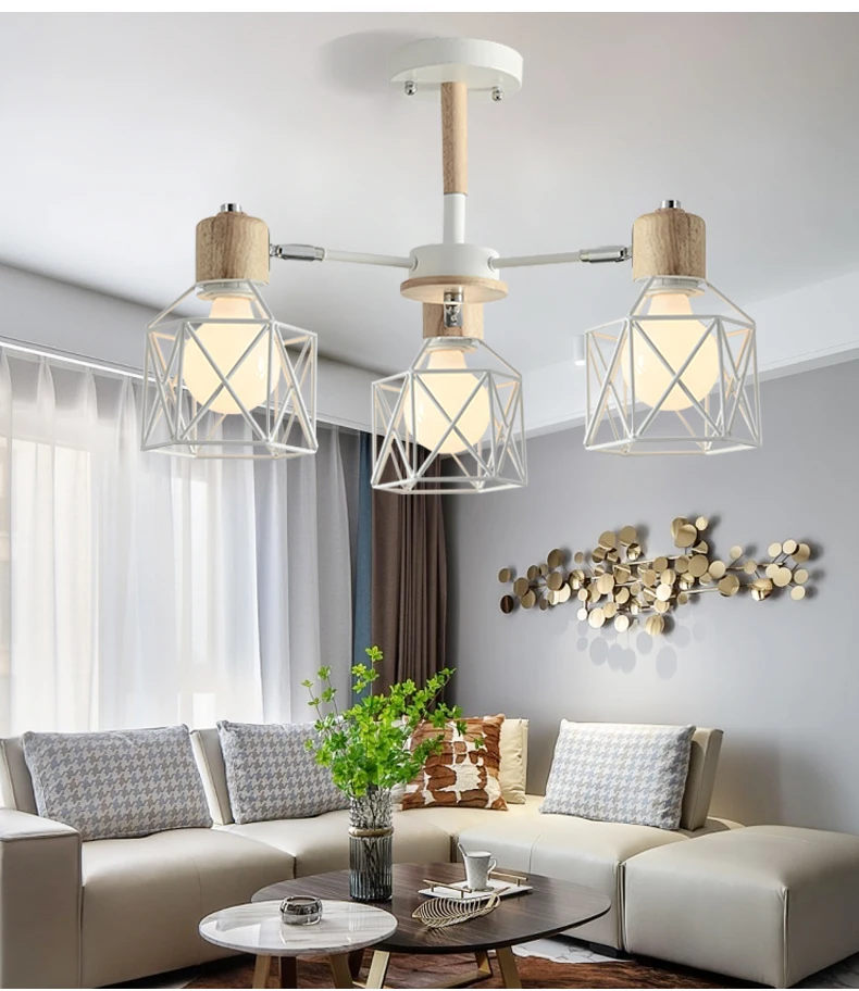BOTIMI Lustre деревянная люстра для железный абажур для гостиной светодиодный люстра освещение люстры Para Sala De Jantar домашняя лампа
