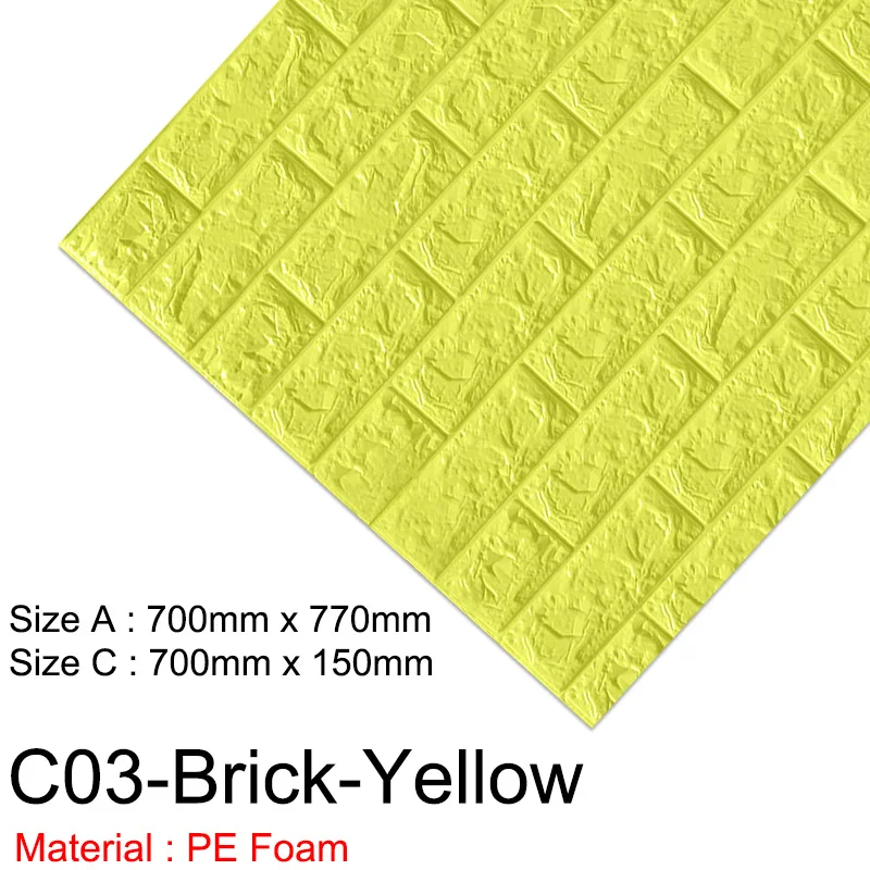 CO3-Brick-Yellow 1 шт/5 шт 3D обои кирпичные настенные наклейки водонепроницаемые DIY самоклеящиеся Декор для спальни детская комната гостиная обои бумага - Цвет: CO3-Brick-Yellow