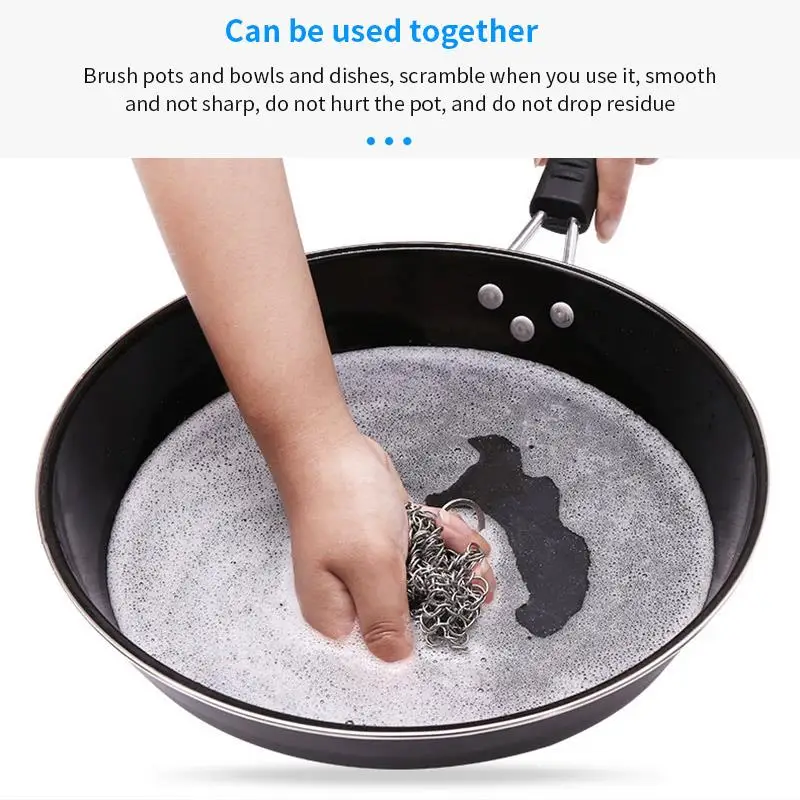Практичный Серебряный Нержавеющая сталь чугун очиститель скруббер кастрюлю