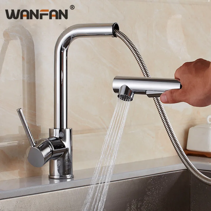 

Kitchen Faucets Pull Down Pre-Rinse Spray Taps Chrome Single Lever On Kitchen Sink Faucet 360 Degree Swivel Tap N22-138