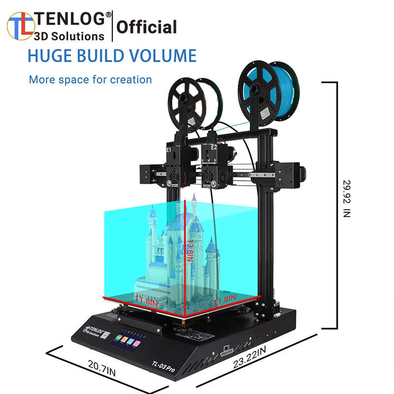 Новый TENLOG TL D3 PRO с TMC2208 независимый двойной экструдер полностью закрытый корпус