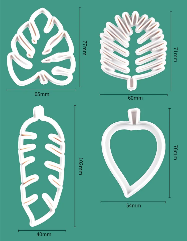 

Формы для печенья "тропические листья", пластик, 4 шт