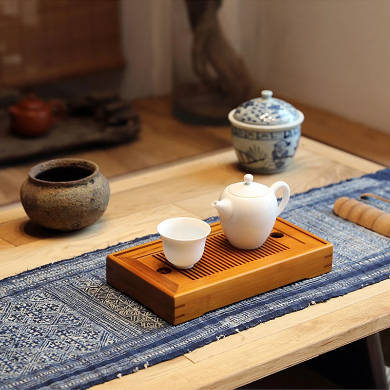 Небольшой Бамбук Gongfu Чай Стол сервировочный поднос китайский бамбуковый лоток