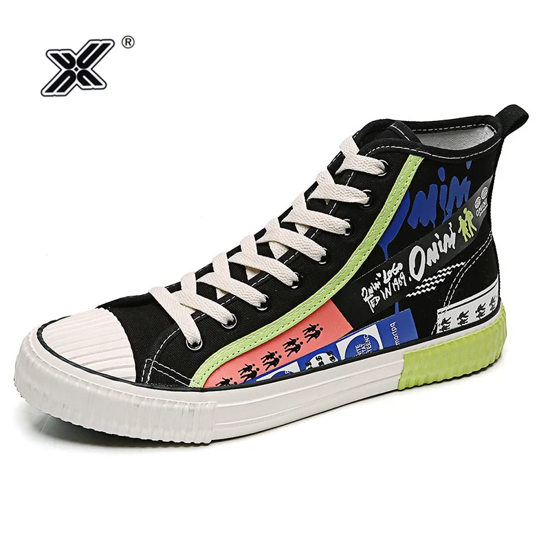 Брендовые высокие холщовые кроссовки в Корейском стиле с принтом букв мужские