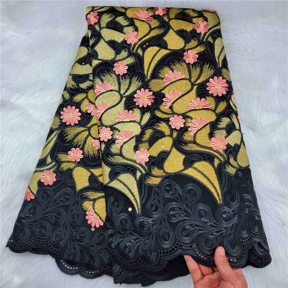 

the latest design 5yards african embroidered good quality swiss voile lace for clothes comfortable lace A326052