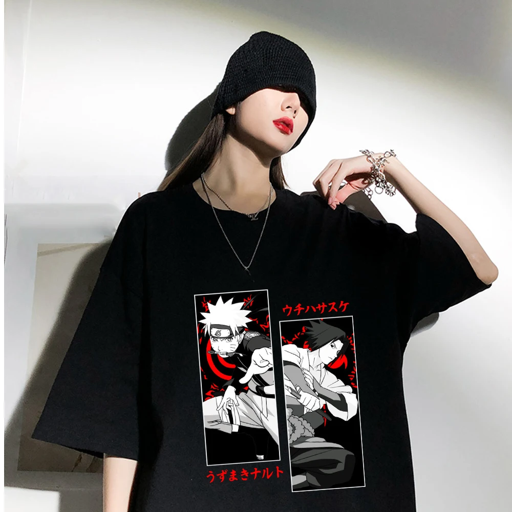 Унисекс футболка Harajuku Anime Sasuke уличная летние майки футболки в стиле хип хоп